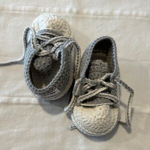 Cozy Gray and White Baby Crochet Booties